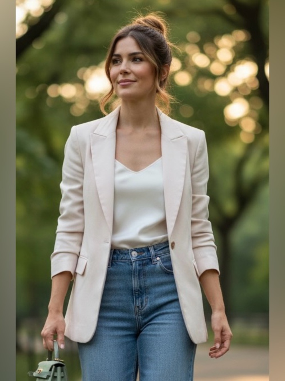 Banana Republic Satin Pocket Blazer Oyster Pearl Button Size 10